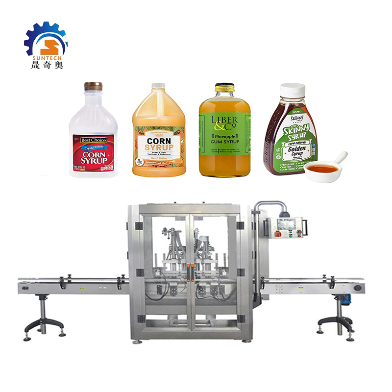 900ml Corn Syrup Sugar Pineapple Gum Syrup Liquid Labeling Capping Filling Machine