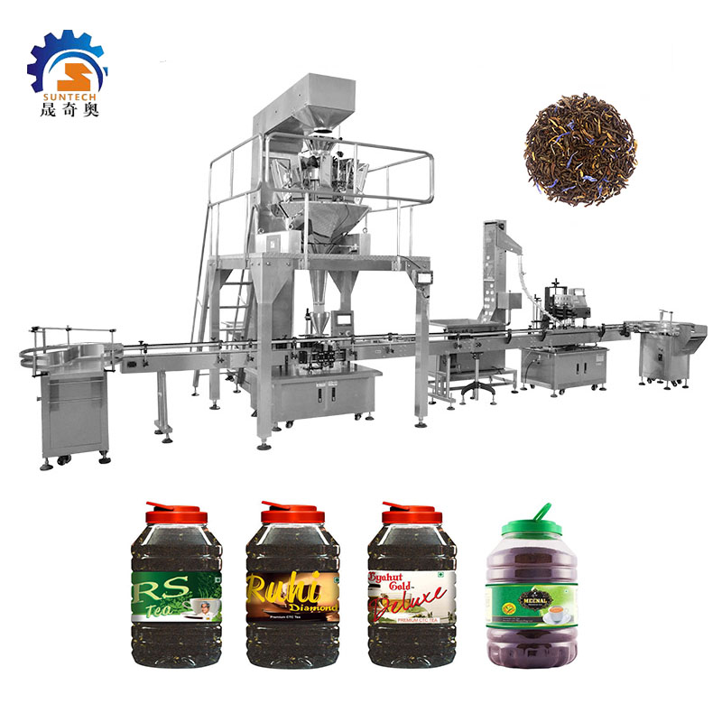 Automatic 1L 1.5L 2L Granule Herbal Tea Puer tea Bottle Packing Machine Z Type Elevator Capping