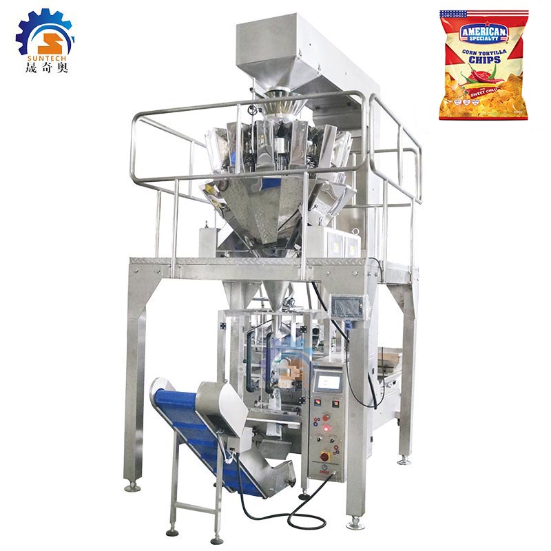 Full automatic tortill corn cassava chips snack food vertical vffs packing machine