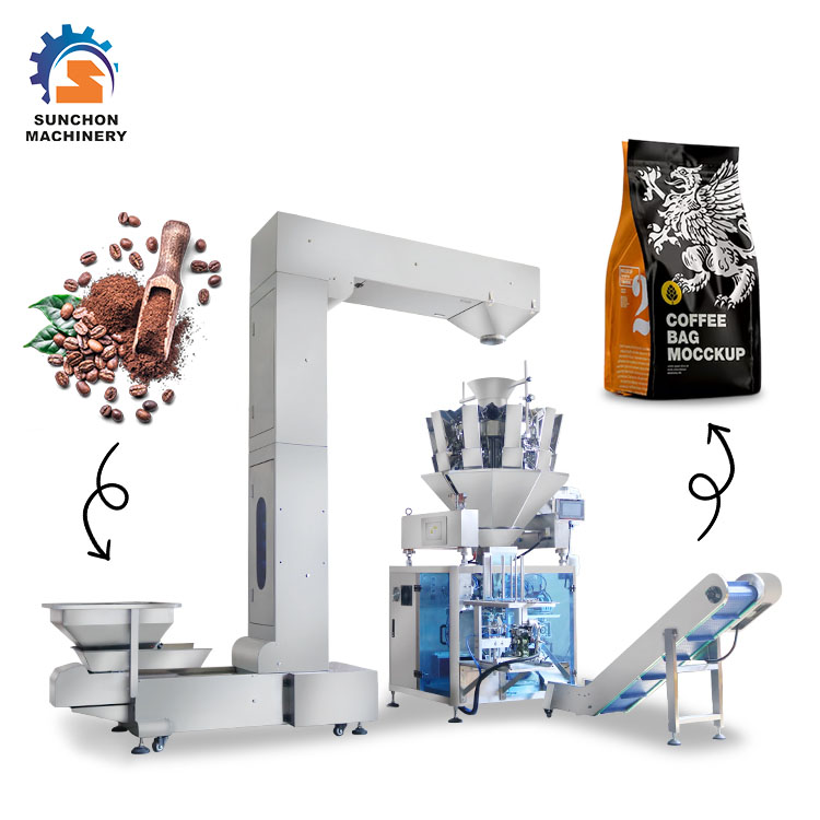 High Speed Automatic 500g 1kg Coffee Valve Bag Vffs Filling Packaging Machine Coffee Beans Pouch Packing Machine