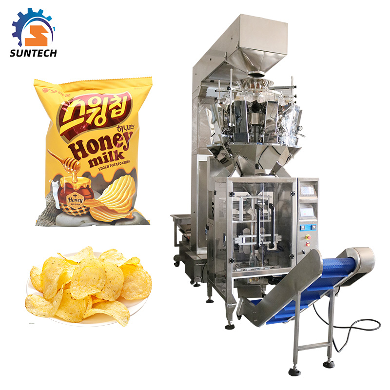 Full automatic shelled roasted peanut cashew food vertical vffs packing machine with multihead weigher